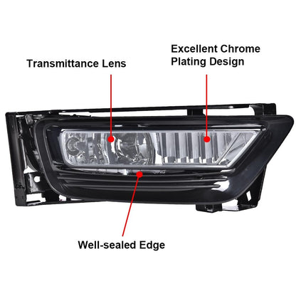 G-PLUS Fog Light Lamps W/Switch Bulbs Bezel Driver & Passenger Pair Compatible with Honda Accord Sedan 2013-2015 Not Fit 2 Door Coupe Models Not Fit Hybrid Models 33900T2AA01, 33950T2AA01 Smoky Lens
