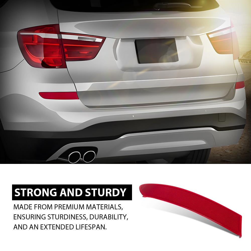 G-PLUS Rear Driver Side Bumper Reflector Compatible with BMW F25 X3 Series sDrive28i xDrive28d xDrive28i xDrive35i 2015-2017 63257352209, 63 25 7 352 209 Red