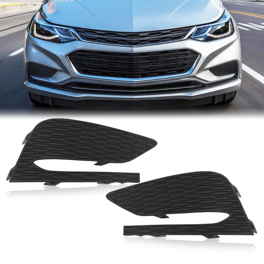 G-PLUS Fog Light Cover Cap Compatible with Chevy Cruze 2016 2017 2018 Black Left and Right Side Front Fog Lights Lamps Cover Frame (no fog lamp hole)