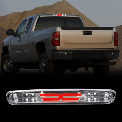 G-PLUS LED Third Brake Light Compatible With 07-14 Chevy Silverado/GMC Sierra,3RD LED Bar Brake/Cargo Light,Type X (Clear lens Chrome Housing Amber Reflector)