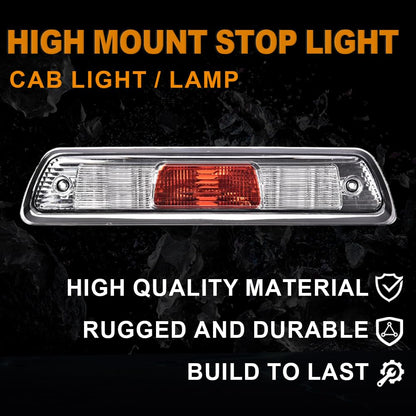 G-PLUS Third Brake Light Compatible with Ford F150 Truck 2009-2014 High Mount Stop Lights Rear Center Roof Third Cargo Light Parking Light Clear/Red Lens Chrome Housing 3rd Brake Light AL3Z13A613E