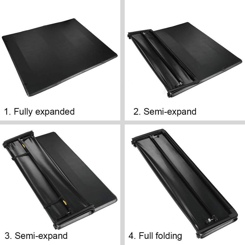 G-PLUS Four-Fold Truck Tonneau Cover Compatible with Nissan Titan 2004-2015 | King (Extended) Cab 6.5' Bed | for Models with or Without The Utili-Track System