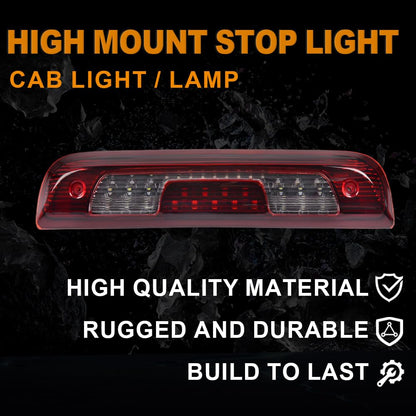 G-PLUS LED 3rd Brake Lights, Compatible with Chevy Silverado/GMC Sierra 1500 2500HD SILVERADO 3500/3500HD 2014-2018 Third Brake Light Cargo Lamps Black Housing Red & White Lens