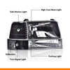 G-PLUS Headlights Fit Ford F150/250/350 Bronco/F-Super Duty 1992-1997 w/Corner Signal Driver Passenger Headlamps Clear Lens Black Housing Clear Reflector,faros delanteros