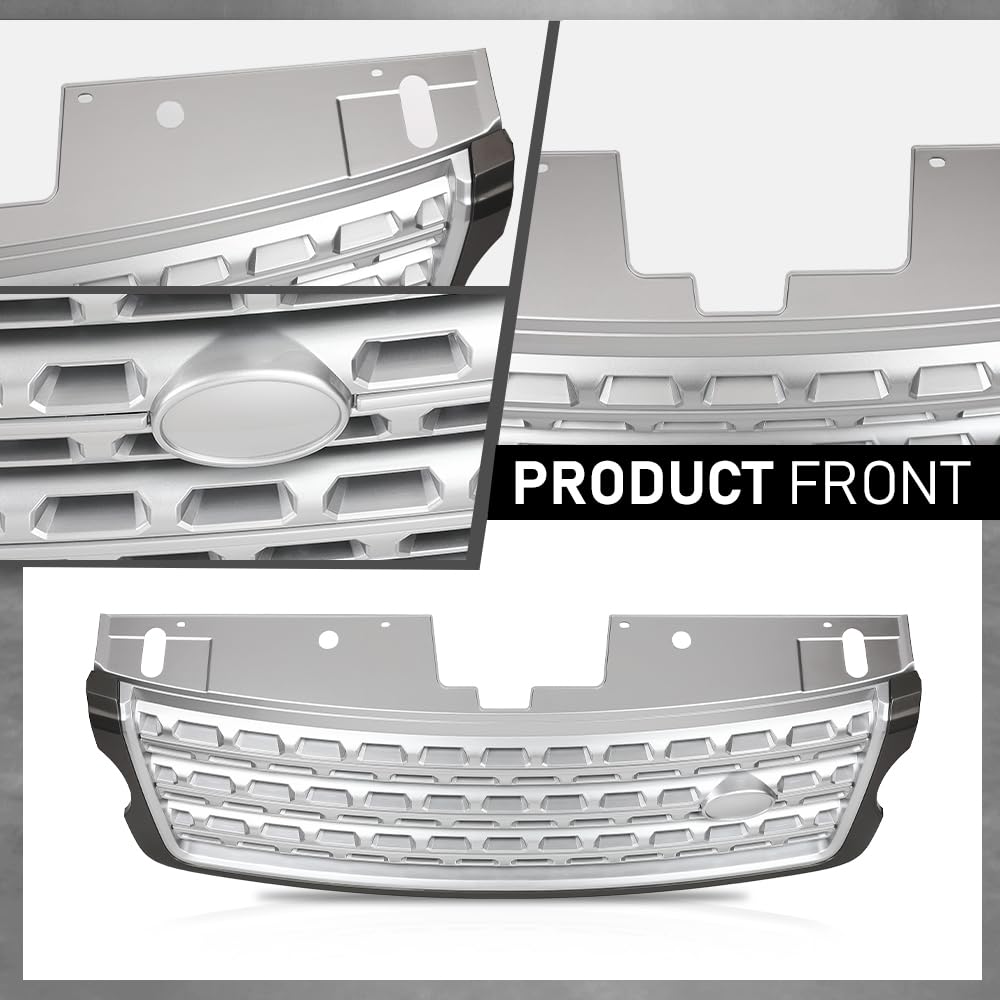 G-PLUS Front Grill Compatible with Land Rover Range Rover Vogue L405 2013 2014 2015 2016 2017 Silver Upper Grille LR055880