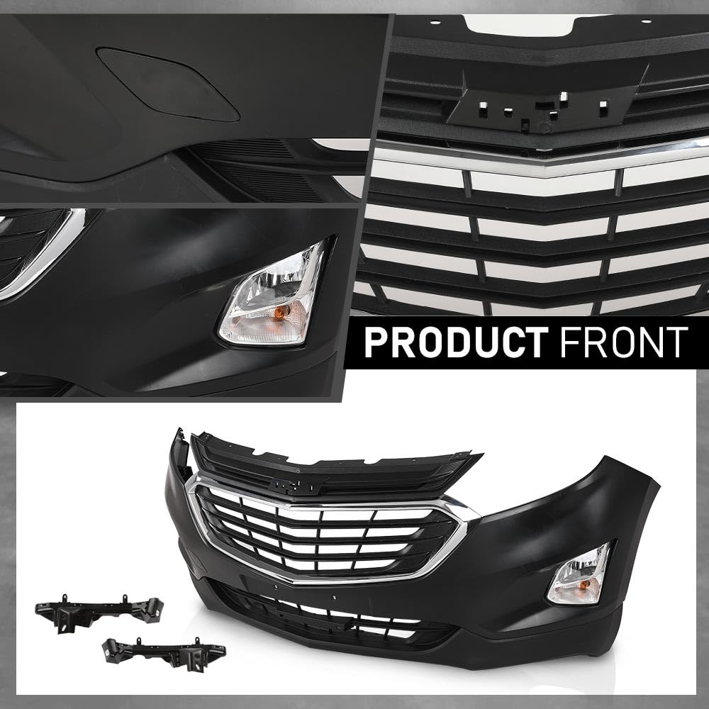 G-PLUS Front Bumper Cover Upper Lower Grille Set Compatible with Chevy Equinox 2018-2021 Grill 84150736, GM1200760, 84226249, 84226250