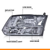 G-PLUS Headlights Fit Dodge Ram 1500 2500 3500 2009-2012 New Body, Only Fit Factory Quad, Smoky Lens Chrome Housing Clear Reflector, Headlamps, faros delanteros Assembly