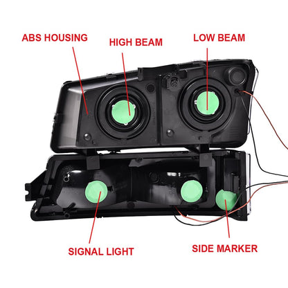 G-PLUS Headlights Assembly Fit Avalanche/Silverado 1500 2500 HD 3500 2003-2006,Fit Silverado 1500 2500 3500 Classic 2007,Clear Lens Black Housing Clear ReflectorBumper Headlamps,faros delanteros