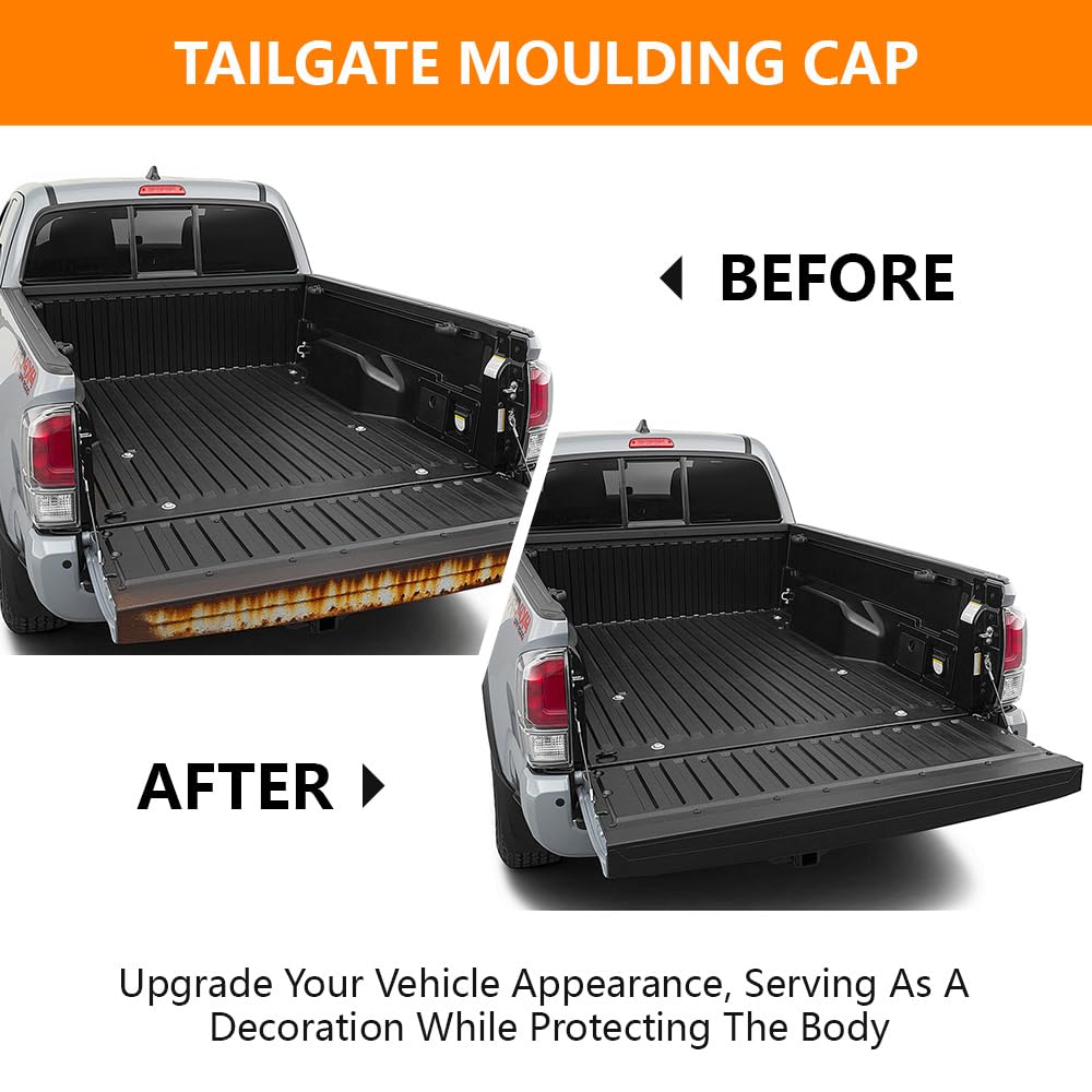 G-PLUS Tailgate Protector Top Upper Molding Cap, Compatible with Toyota Tacoma 2005 2006 2007 2008 2009 2010 2011 2012 2013 2014 2015 Spoiler Textured 55.31" Length TO1904100 Black Tailgate Cover