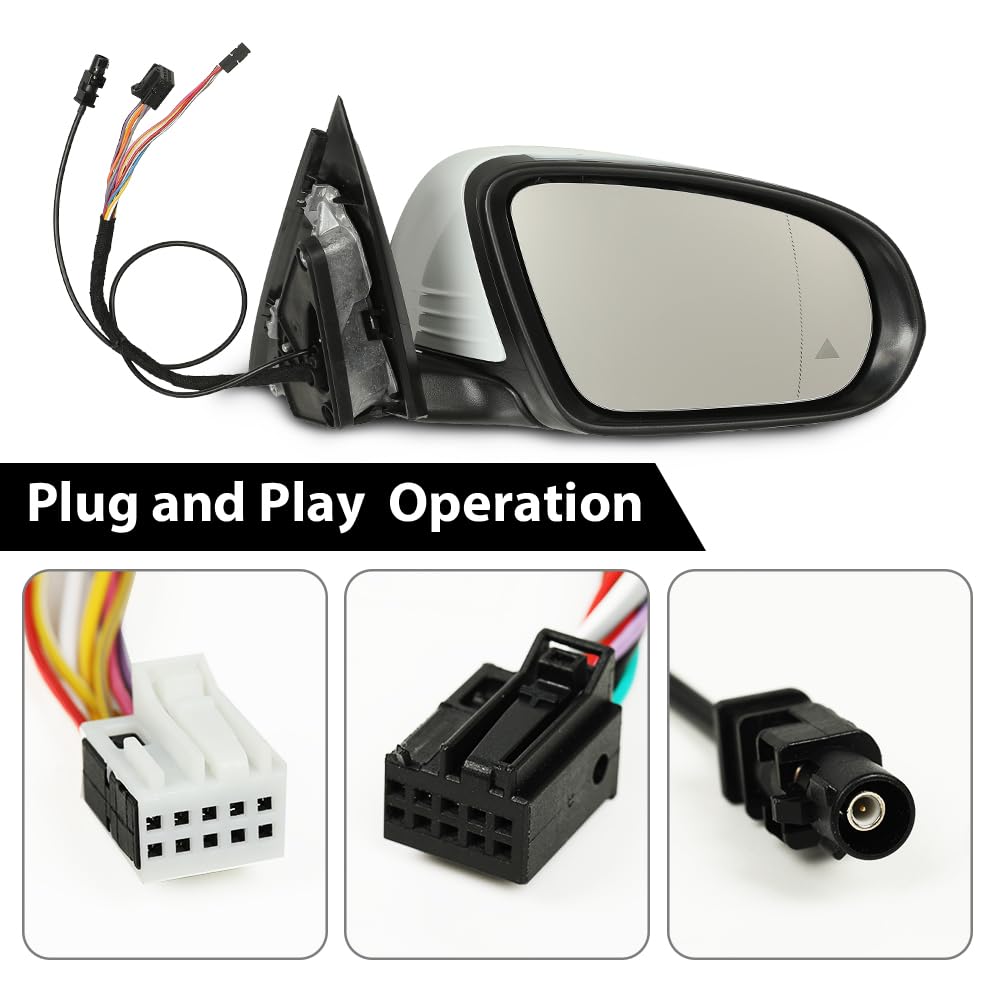 G-PLUS Rear View Mirror w/Blind Spot Right Passenger Side Compatible with Benz X253 Class GLC300 GLC350 2016-2021 2538101416 2538103500 White