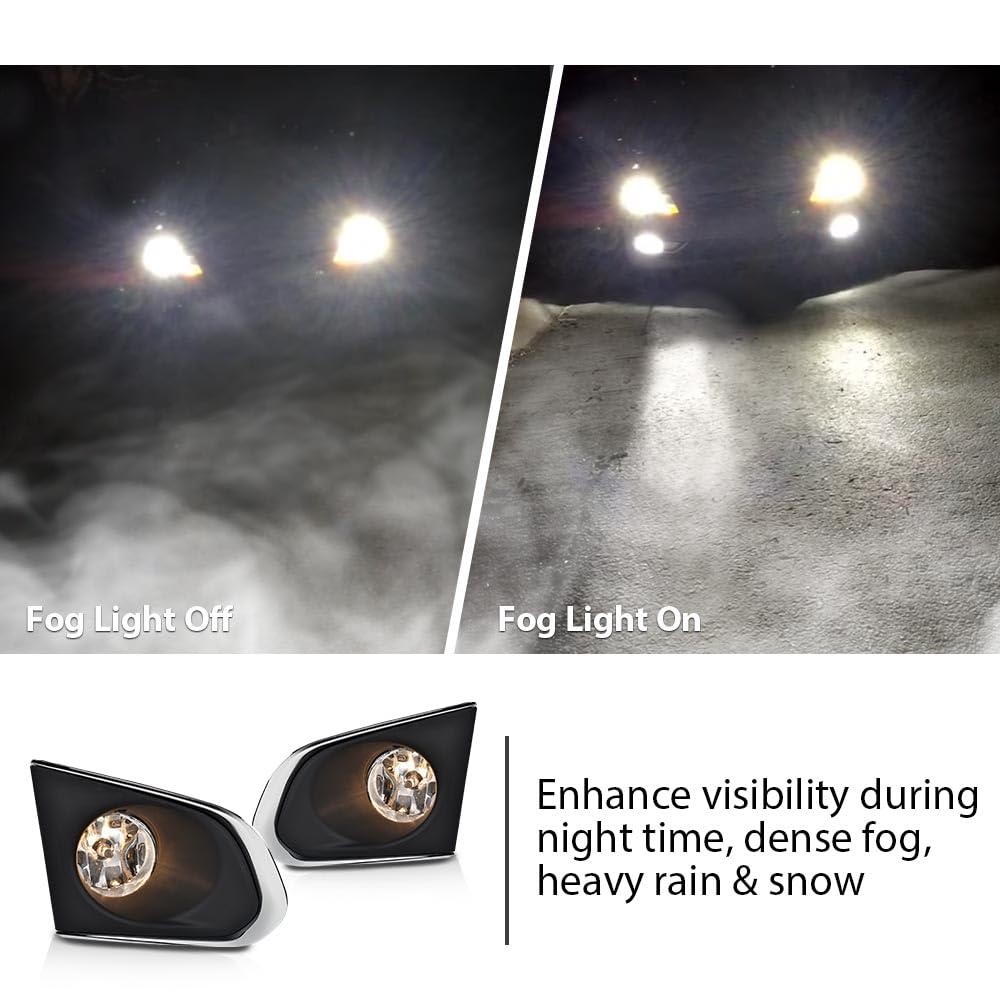 G-PLUS Fog Lights Bumper Lamps Left+Right w/Bulbs Compatible with Chevy Trax LS/LT/LTZ models only 2015 2016 GM2592312, GM2593312, 95227855, 95227856 Clear Lens Chrome Housing
