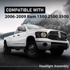 G-PLUS Headlights Assembly Left and Right Side Compatible with Dodge Ram 1500 2006-2008/Fit Dodge Ram 2500 3500 2006-2009 Smoke Lens Black Housing Amber Reflector 68003125AD 68003124AD