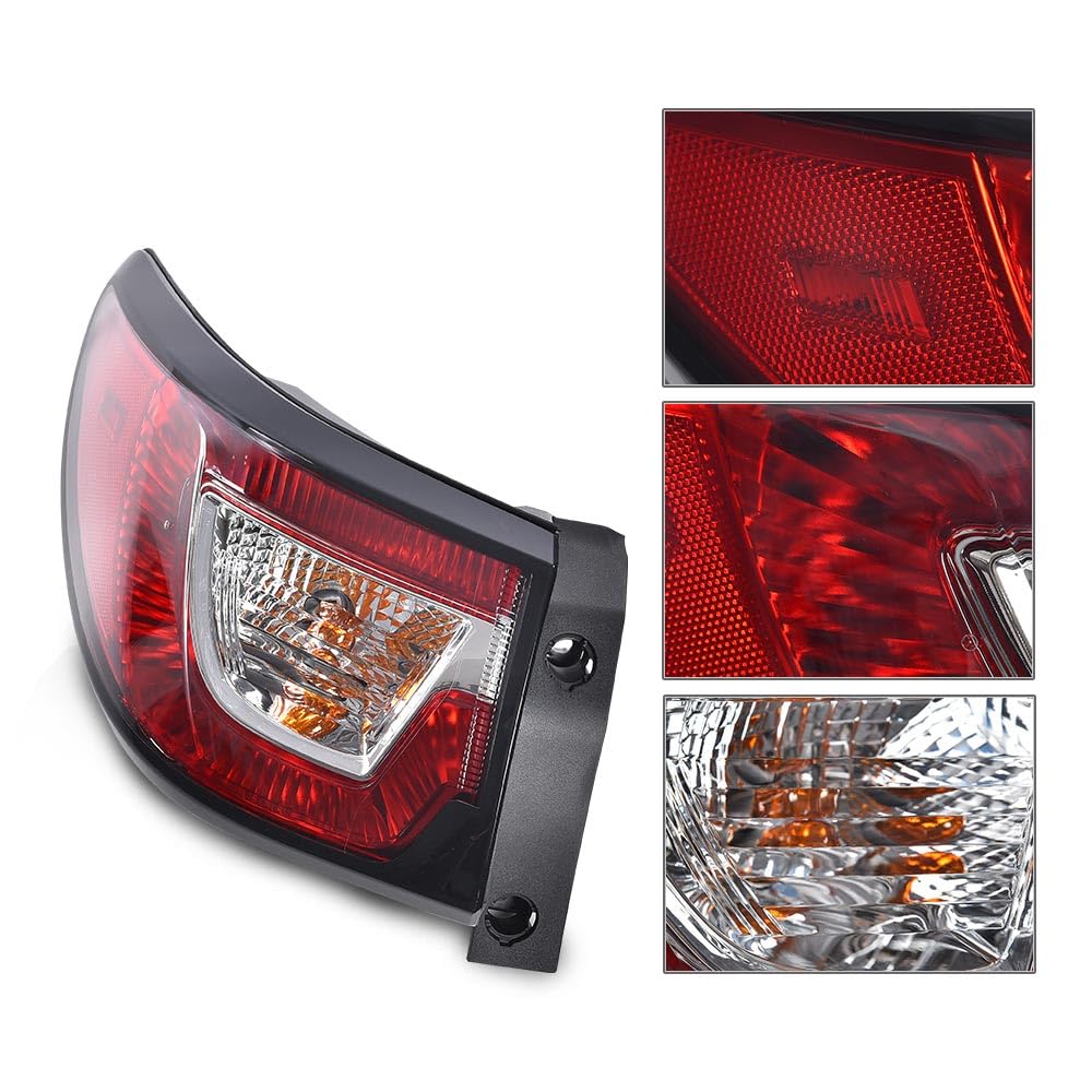 G-PLUS Rear Left Tail Light Assembly w/Bulbs Compatible with Chevy Traverse 2013 2014 2015 2016 2017 Left Outer Rear Brake Lamp Luces Traseras, 84266019 23301756, Red Lens