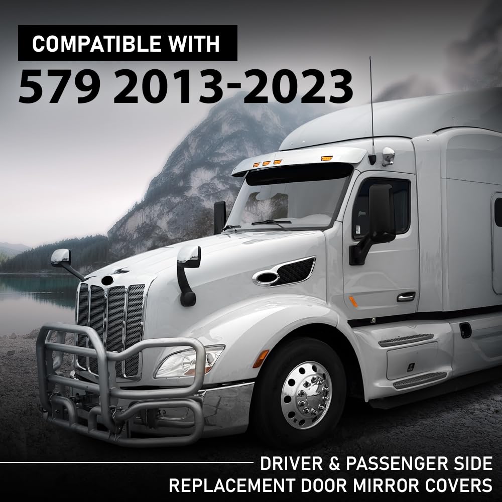 G-PLUS Pair Door Mirror Covers, Compatible with Peterbilt 579 2013-2023, LH Driver & RH Passenger Side 2PCS