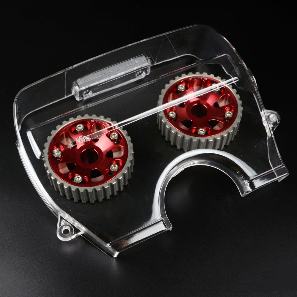 G-PLUS Clear Cam Timing Belt Cover Compatible with Toyota Supra JZA70 / Soarer JZZ30 / Chaser Cresta JZX91 / Toyota Mark II JZX81 JZX90 1JZ-GTE