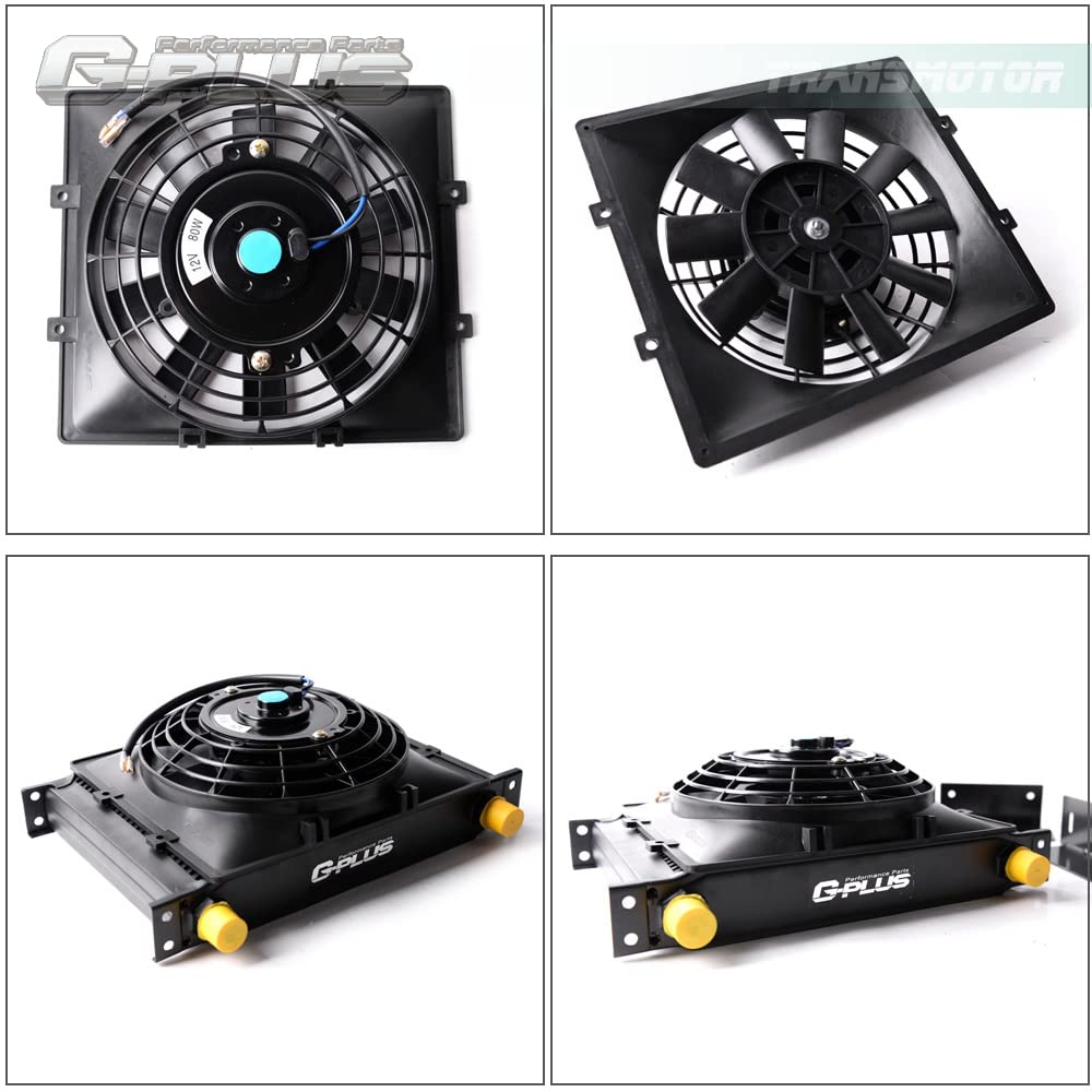 G-PLUS Universal 7" Slim Pull Push Engine Oil Cooler Radiator Cooling Fan 12V 80W Mount Kit,Black 1PCS
