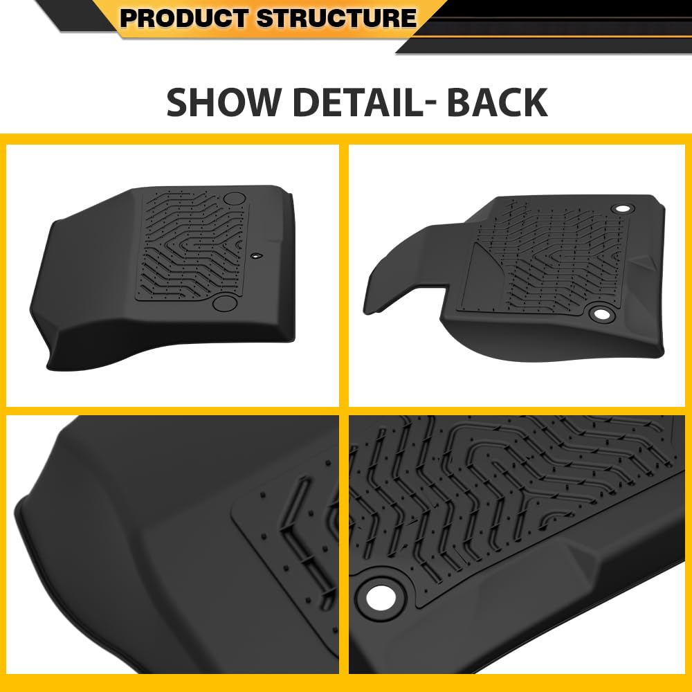 TPE Cargo Mats, Compatible with Santa Fe Sport 2013-2018 (Fits 5-Passenger Model Only), 1st & 2nd Row 3PCS, All Weather Full Cover Protection, Black Cargo Liner Interior Accessories