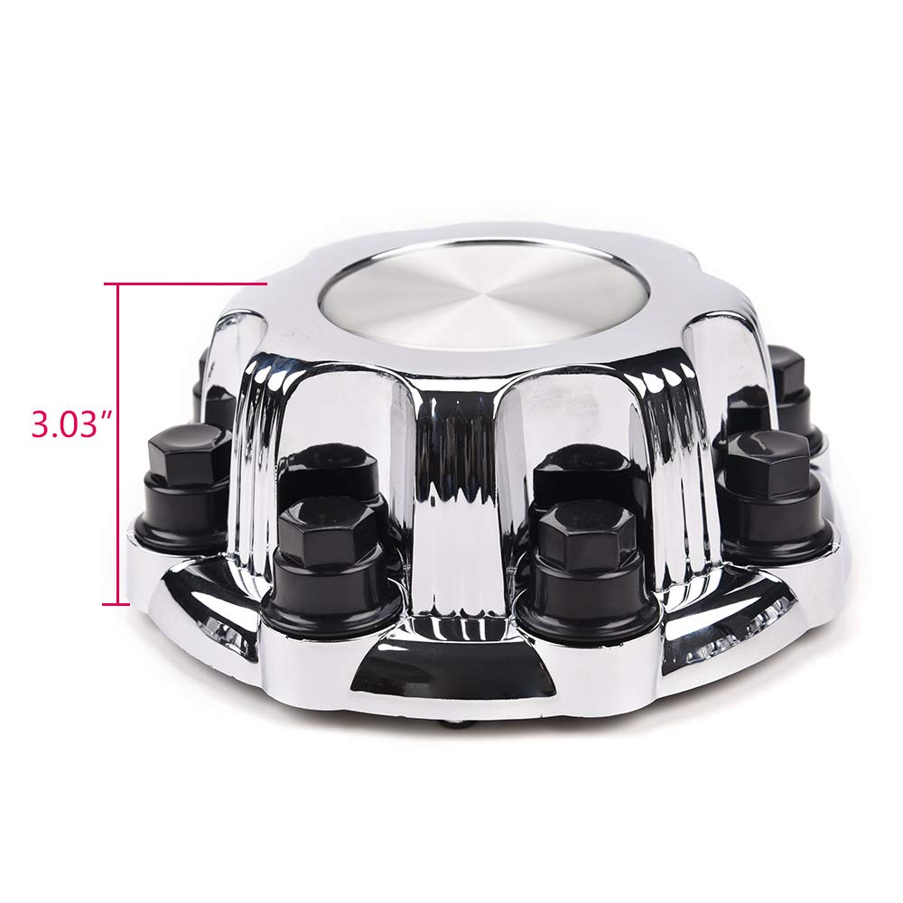 Wheel Center Caps 8 Lugs (Set of 4) Best for 16'' Van & Truck Rim Wheels Compatible for Chevy Silverado Suburban Avalanche GMC Sierra Yukon 1500 2500 - Chrome Black Replacement Hub Cover 5079