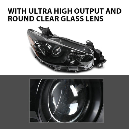 G-PLUS Headlights Projector Fit Mazda CX-5 (submodel: Grand Touring, GS, GT, GX, Sport, Touring) 2013-2016,Headlamps Clear Lens Black Housing Amber Reflector Left & Right,faros delanteros