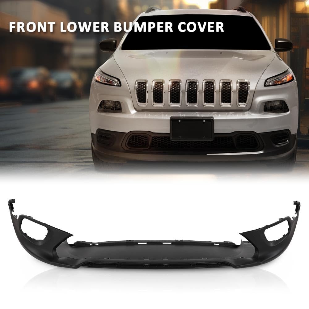 G-PLUS Front Lower Bumper Cover Compatible with Jeep Cherokee Latitude Plus 2018, Fit Jeep Cherokee (submodel: Latitude, Limited, North, Sport) 2014-2018 68203213AB, 68203213AA, CH1015119
