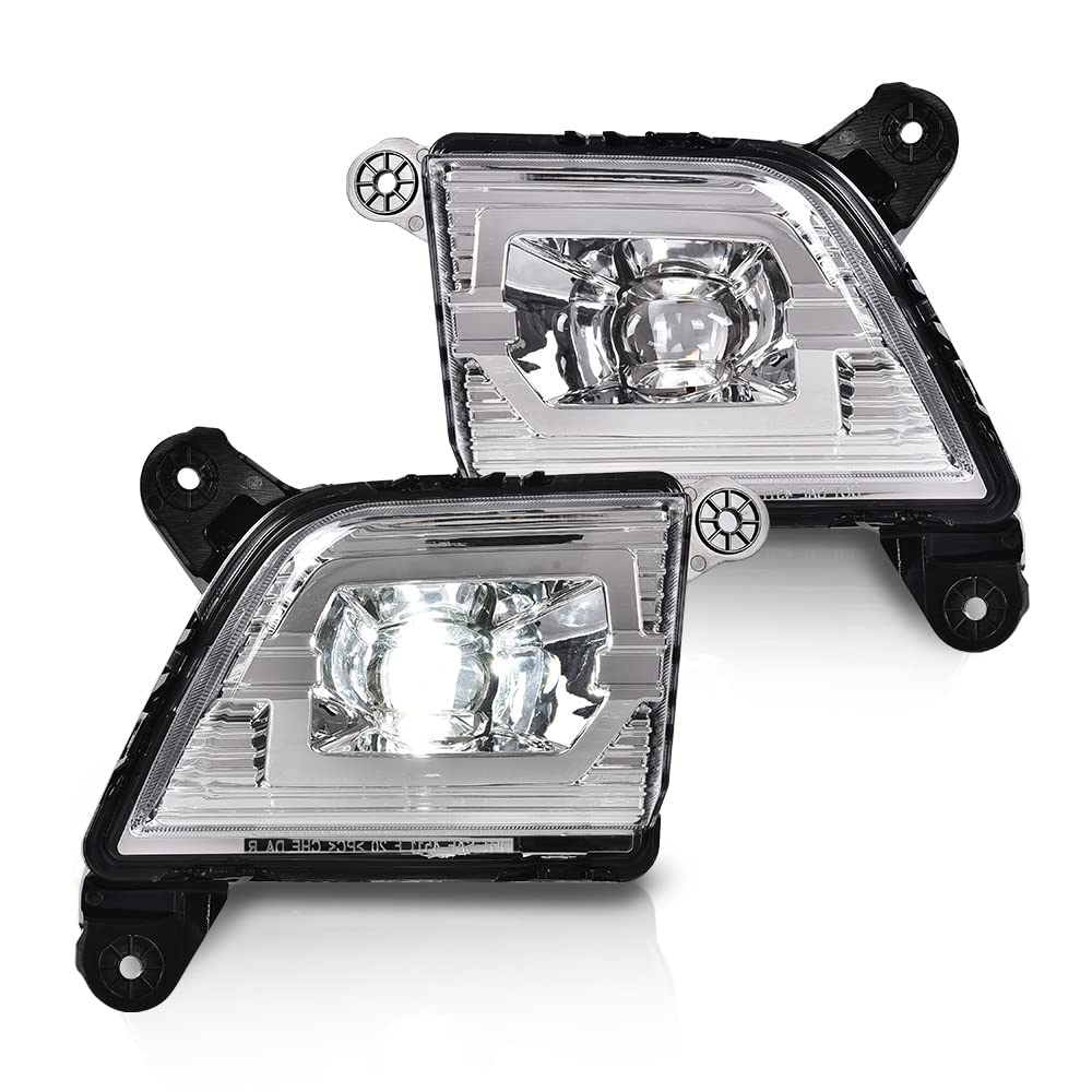 G-PLUS LED Fog Lights Compatible With 2019 2020 2021 Chevy Silverado 1500,Front Bumper Driving Fog Lamps W/o Wiring Kit Driver & Passenger Pair (Clear Lens Chrome Housing)