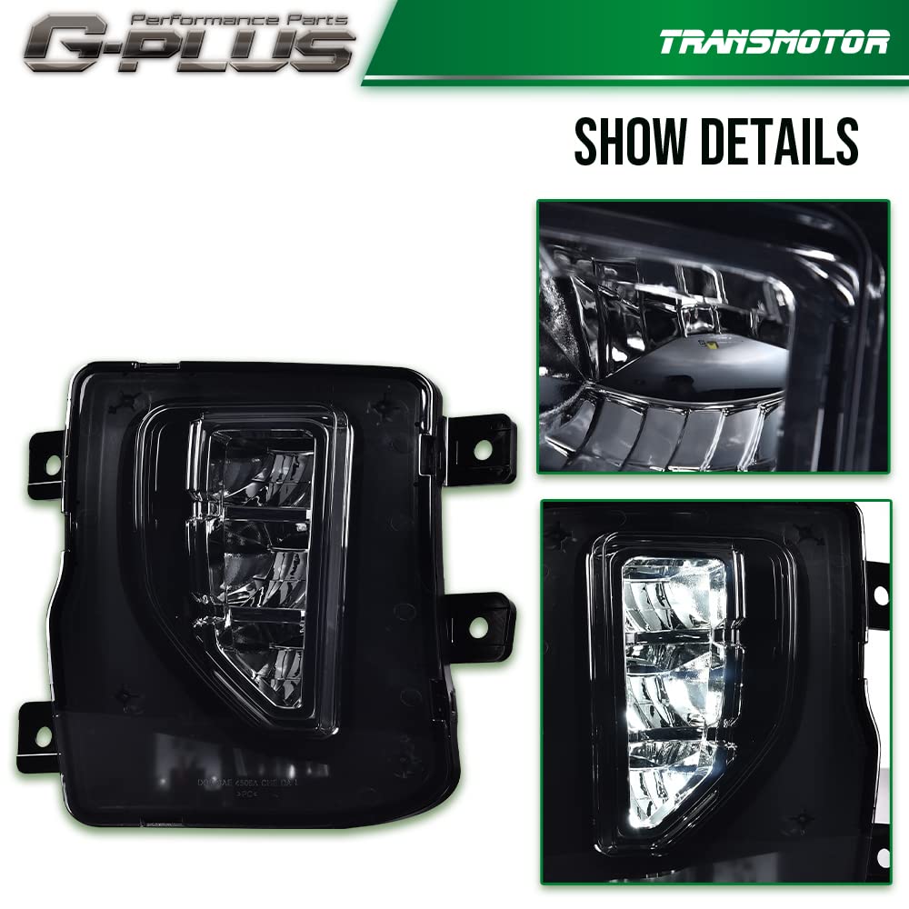 G-PLUS LED Fog Light Compatible With 2016-2018 Chevy Silverado 1500,Bumper Lamps Driving Fog Lamps w/Switch (Smoky lens)