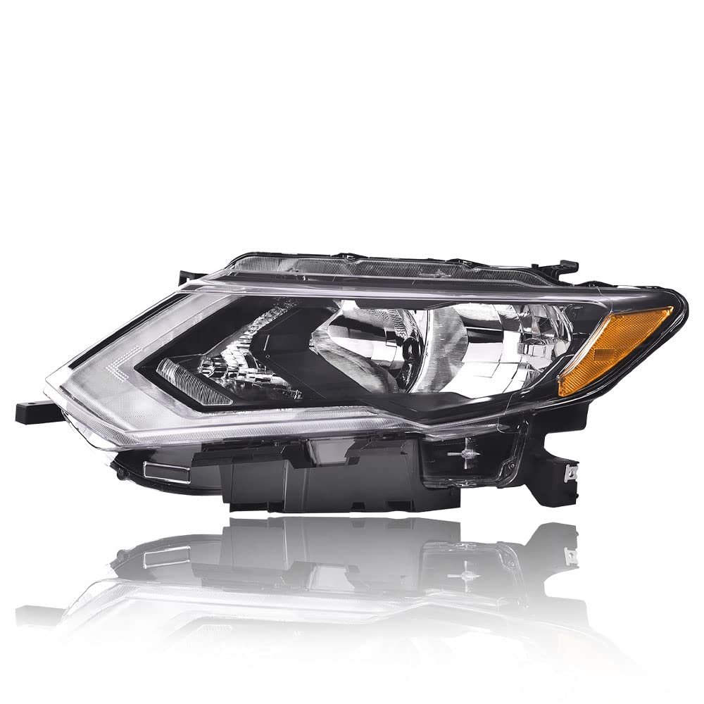 G-PLUS Headlights Assembly, Compatible with 2017 2018 2019 Nissan Rogue Left Bumper Headlamp, Clear Lens Chrome Housing Amber Reflector Bumper Headlamps