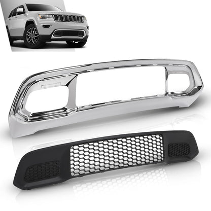 G-PLUS Front Lower Grille & Bumper Grill Bezel Chrome Compatible with Jeep Grand Cherokee 2017-2022 5ZM53SZ0AA