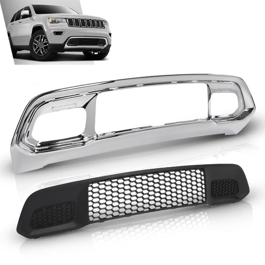 G-PLUS Front Lower Grille & Bumper Grill Bezel Chrome Compatible with Jeep Grand Cherokee 2017-2022 5ZM53SZ0AA