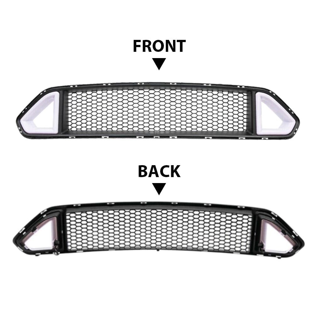 G-PLUS Front Hood Bumper Upper Grille Triangle LED DRL Strip Mesh Styling Compatible With Ford Mustang 2018-2020 (not fit Shelby GT500 models)
