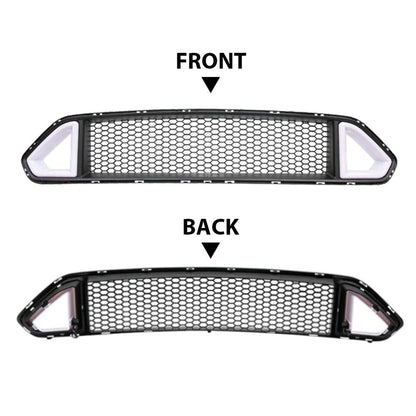 G-PLUS Front Hood Bumper Upper Grille Triangle LED DRL Strip Mesh Styling Compatible With Ford Mustang 2018-2020 (not fit Shelby GT500 models)