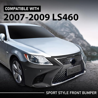 G-PLUS Front Bumper Set (Front Bumper, License Plate) Compatible with 2007-2009 LX LS460 to 18+ LS F-Sport Style 2Pcs