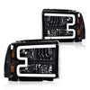 G-PLUS LED Headlights Compatible with Ford F250 F350 F450 F550 Super Duty 2005-2007 DRL BAR Headlamps Clear Lens Black Housing Amber Reflector,faros delanteros