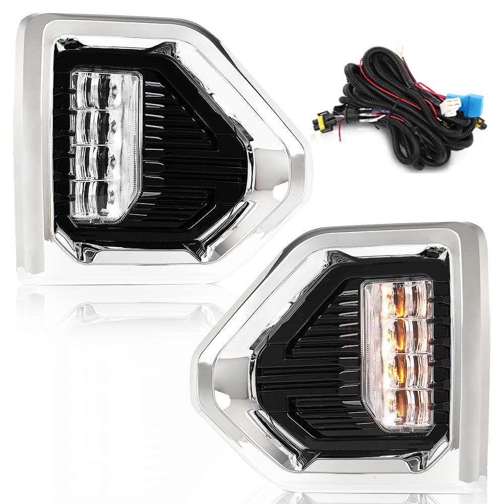 G-PLUS LED Fog Lights w/Switch & Bezel Left and Right Side Compatible with GMC Sierra 1500 Denali/SLT/AT4 models only 2019-2021,Not fit for Elevation/SLE/Base models GM2592331 GM2593331