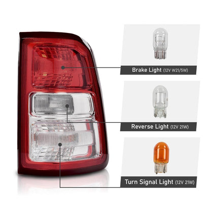 G-PLUS Tail Light Brake Lamp w/Bulb Right Passenger Fit Dodge Ram 1500 2019-2023/Not Fit Ram 1500 Classic & LED Type Tail Light Models Luces Traseras Rear Brake Lamps Assembly