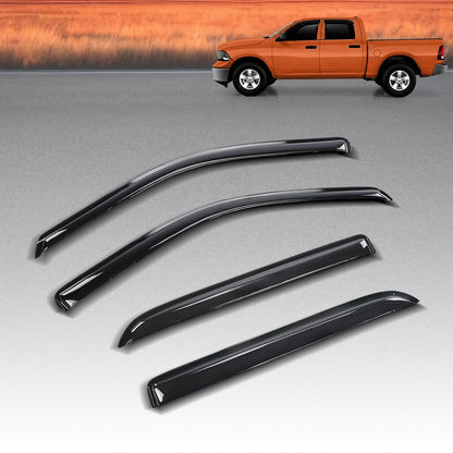 G-PLUS Out-Channel Window Vent Visor Deflectors Rain Guards Fit Dodge Ram 1500 Crew Cab 2009-2018 Fit Ram 2500 & 3500 Crew & Mega Cab 2010-2025 4 PCS Smoky
