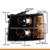 G-PLUS LED DRL Headlights, Compatible with 2007-2014 Chevy Silverado 2500 3500 & HD/Fit 2007-2013 Chevy Silverado 1500 Bumper Headlamps, Clear Lens Black Housing Amber Reflector,faros delanteros