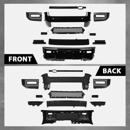 G-PLUS Front Rear Bumper Cover Guard Skid Lip Kit Compatible with Rover Defender 90 110 130 2020 2021 2022 2023 2024, Black