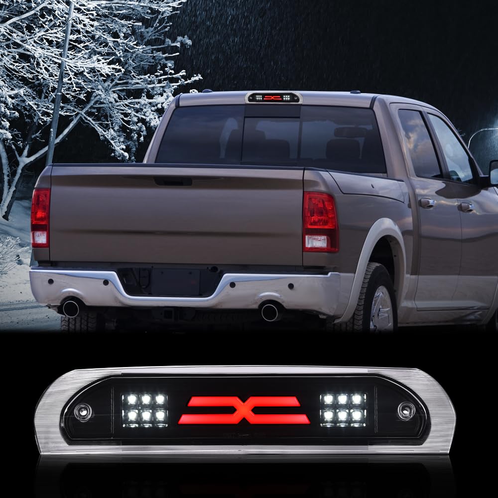 G-PLUS LED Third Brake Light Compatible With Dodge RAM 2002 2003 2004 2005 2006 2007 2008 2009, 3RD LED Bar Brake/Cargo Light,Type X (Clear lens Black Housing Amber Reflector)