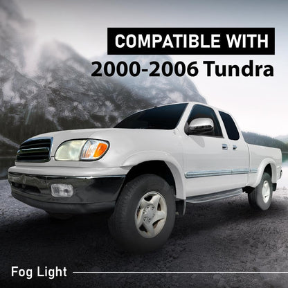 G-PLUS Fog Lights w/Bulbs Driver and Passenger Side Pair Clear Fit Toyota Tundra (submodel: Base, Limited, SR5) 2000 2001 2002 2003 2004 2005 2006 812100C010 812200C010 TO2593102 TO2592102