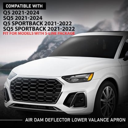 G-PLUS Front Lower Air Dam Deflector Valance Apron, Compatible with Audi Q5 SQ5 2021-2024, 80A807531DIX3, AU1095113