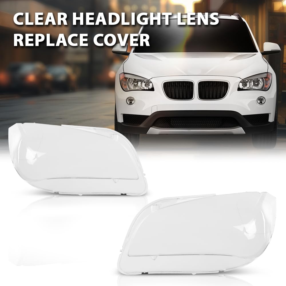 G-PLUS Clear Headlight Lens Replace Cover Compatible with BMW X1 E84 2010-2015 Left and Right Side
