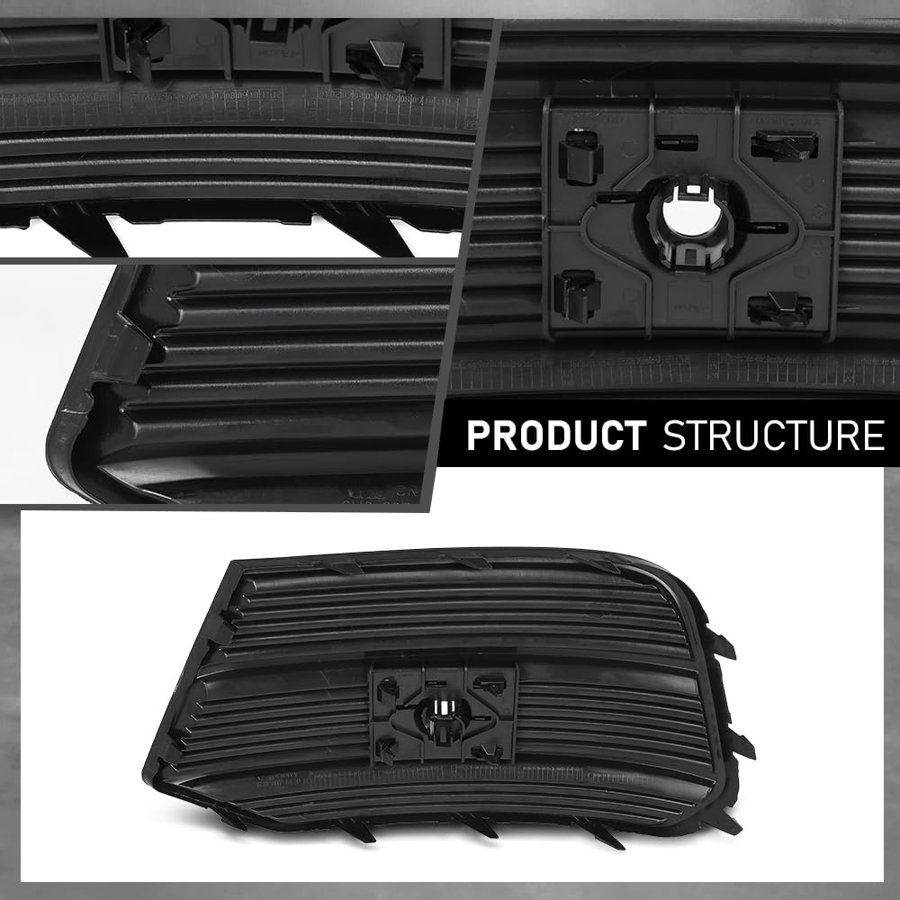 G-PLUS Front Right Bumper Face Bar Grille, Compatible with Audi Q3 Premium 2017 2018/ Prestige 2016-2017/ Q3 Quattro Premium 2016-2018, Passenger Side Exterior Outside Fog Light Cover
