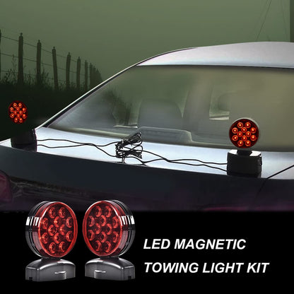 G-PLUS 12V Magnetic Towing Trailer Light Kit LED Tow Trailer Lights Brake Tail Signal Compatible with Towing Trucks/Wrecker/RV LED Magnetic