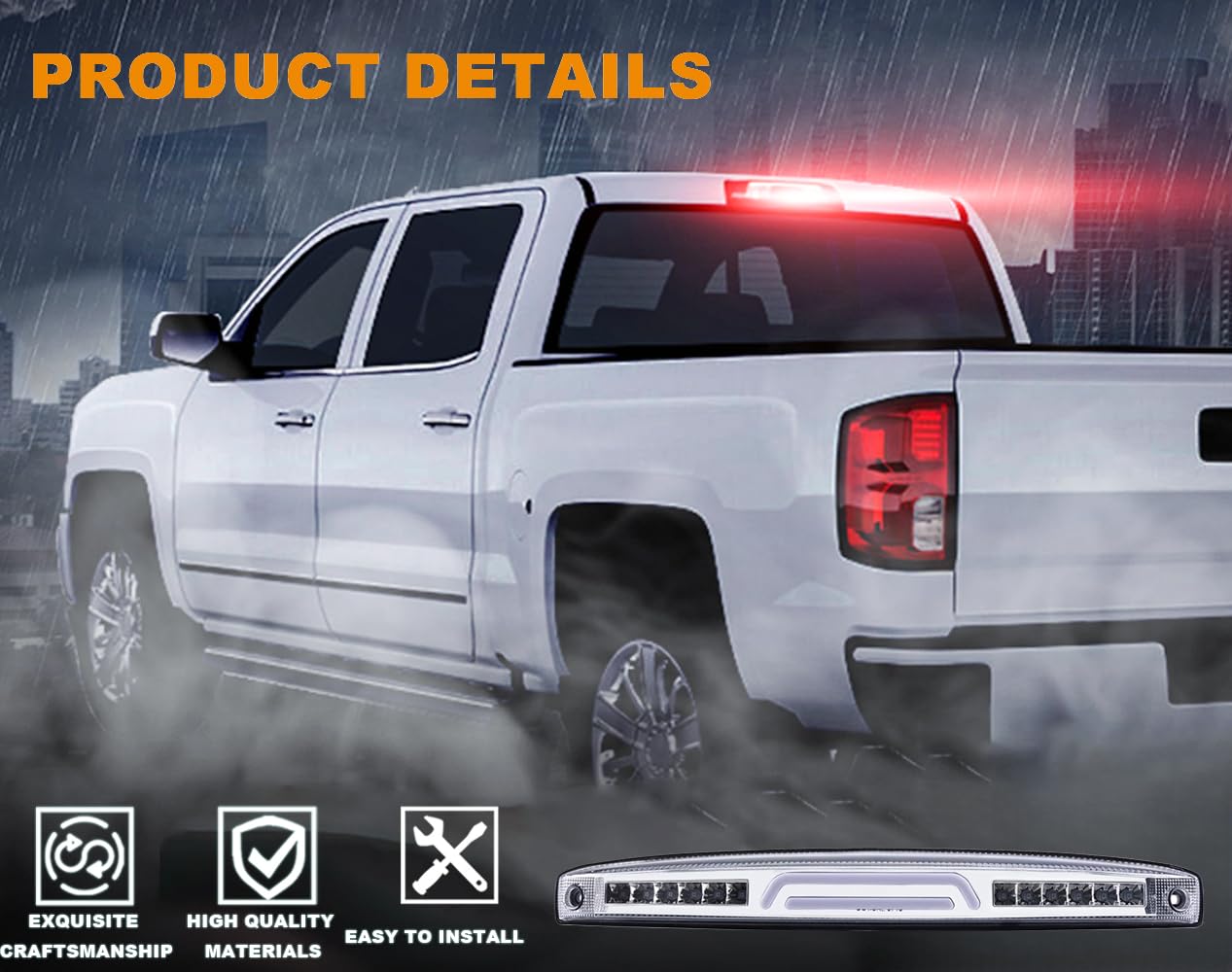 G-PLUS Brake Lights Assembly Compatible with Dodge Ram 2003-2006 2500 3500 3D Led Rear Center Tailgate Lamp Brake Light (Clear lens Clear Bottom)