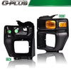 G-PLUS Headlight Trim Bezel with Parking Turn Signal Light Compatible With 08-14 Ford E150/08-14 Ford E250/08-19 Ford E350 (Driver & Passenger Side)
