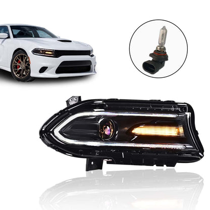 G-PLUS Headlight Fit for Dodge Charger 2015-2021, Right Passenger Bumper Headlamps,Clear Lens Black Housing Amber Reflector, CH2503270,faros delanteros