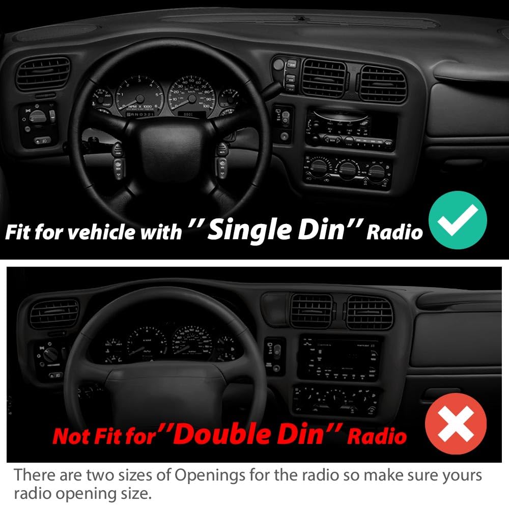 G-PLUS Dashboard Cover Single Din Compatible with Chevy Blazer S10/GMC Jimmy Sonoma 1998-2004 Dash Trim Bezel Cover (Black)