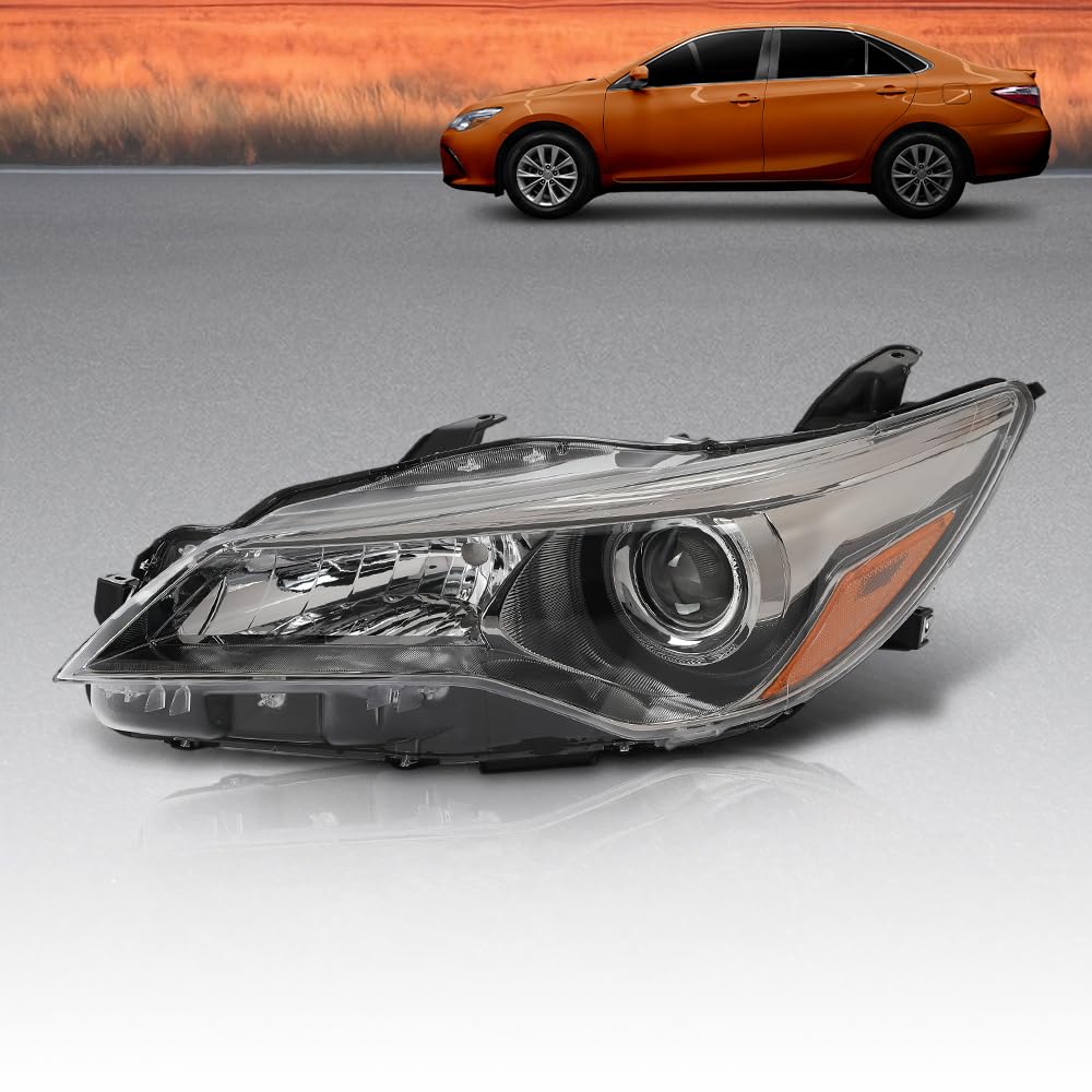 G-PLUS Headlight Assembly Front Headlamp Left Side Compatible with Toyota Camry 2015-2017 TO2503222, TO2502222, TO2503223, TO2502229, TO2503229,8111006860 Clear Lens Black Housing Amber Reflector