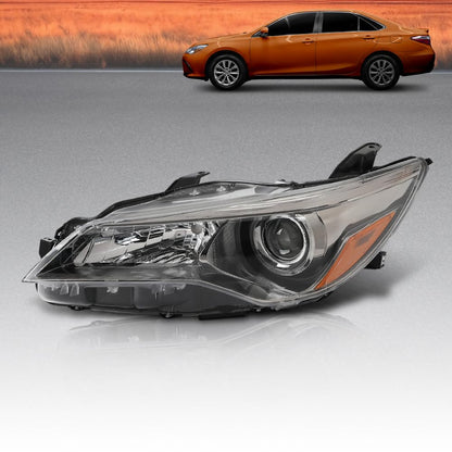 G-PLUS Headlight Assembly Front Headlamp Left Side Compatible with Toyota Camry 2015-2017 TO2503222, TO2502222, TO2503223, TO2502229, TO2503229,8111006860 Clear Lens Black Housing Amber Reflector